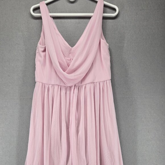 David's Bridal Dress, Knee Length, Bubblegum Pink, Drop Waist, 14, Sheer Drape - Picture 5 of 11
